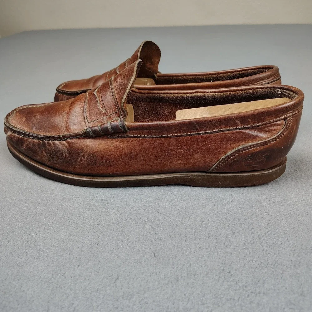 Vintage Timberland Boat Penny Loafer Men 10 Mahogany Leather Comfort Deck Shoe